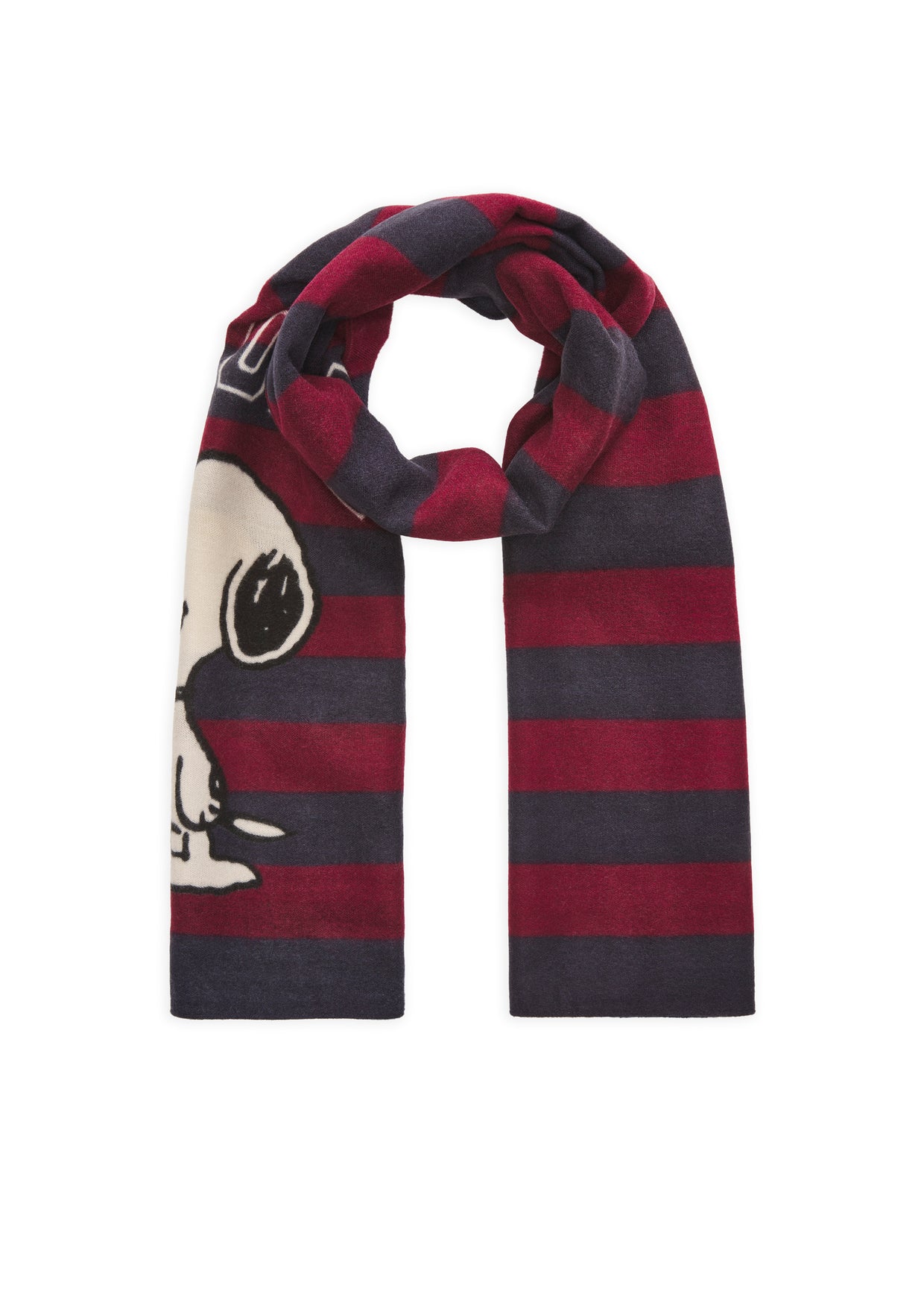 Blau-gestreifter Schal mit Snoopy-Motiv von Codello