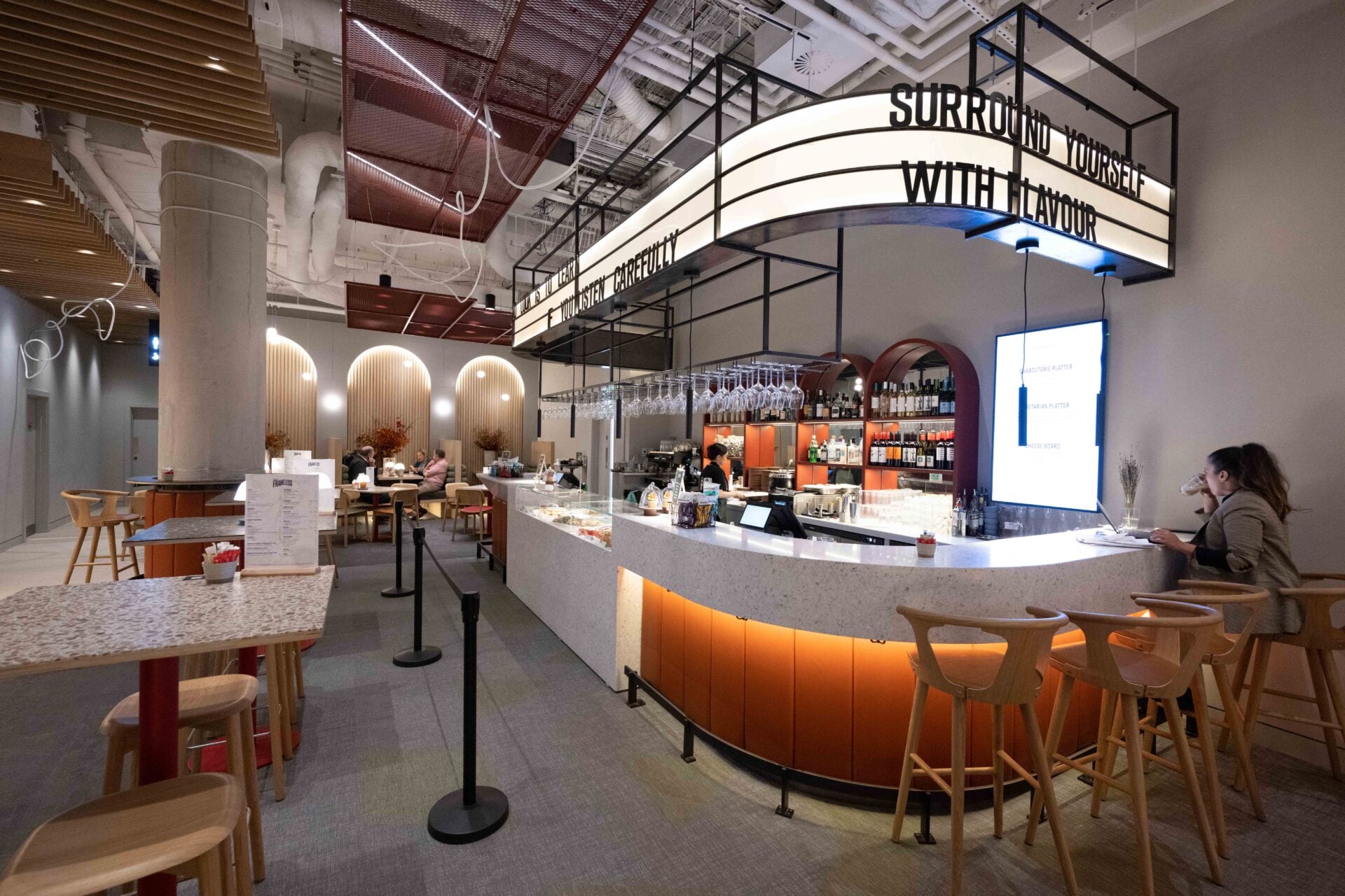 The cafe area at the Frameless immersive art experience
