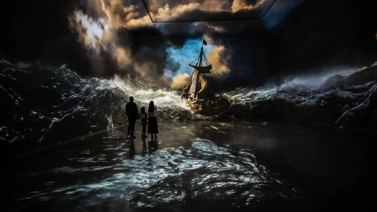 Rembrandt’s Christ in the Storm projection in The World Around Us gallery