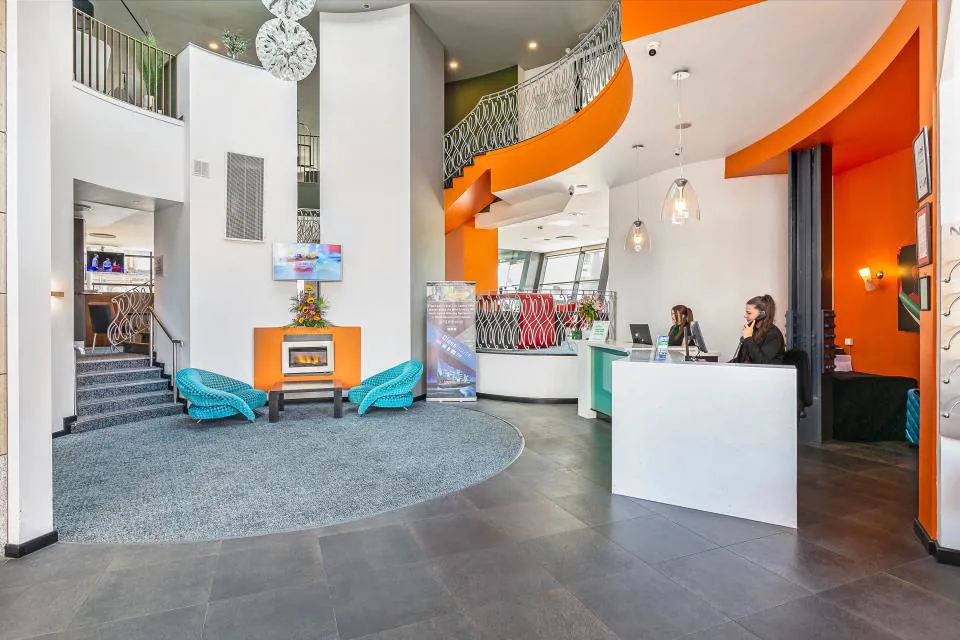 Reception interior at The Glasshouse Hotel