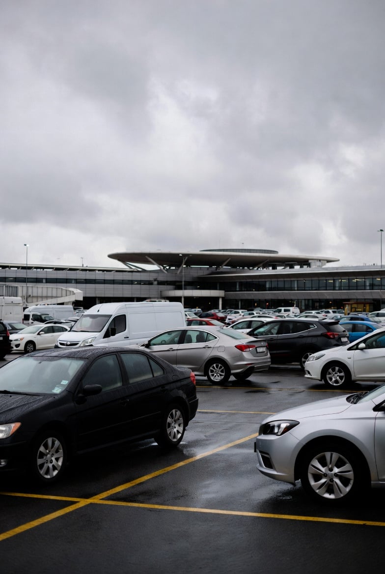 Cars parked beside the Heathrow Terminal 2 car park
