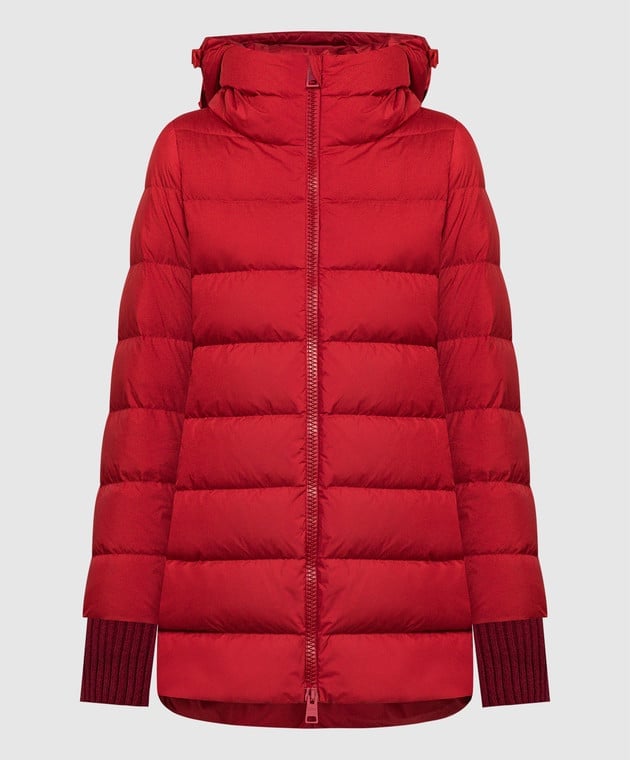Red Herno quilted down jacket on a model
