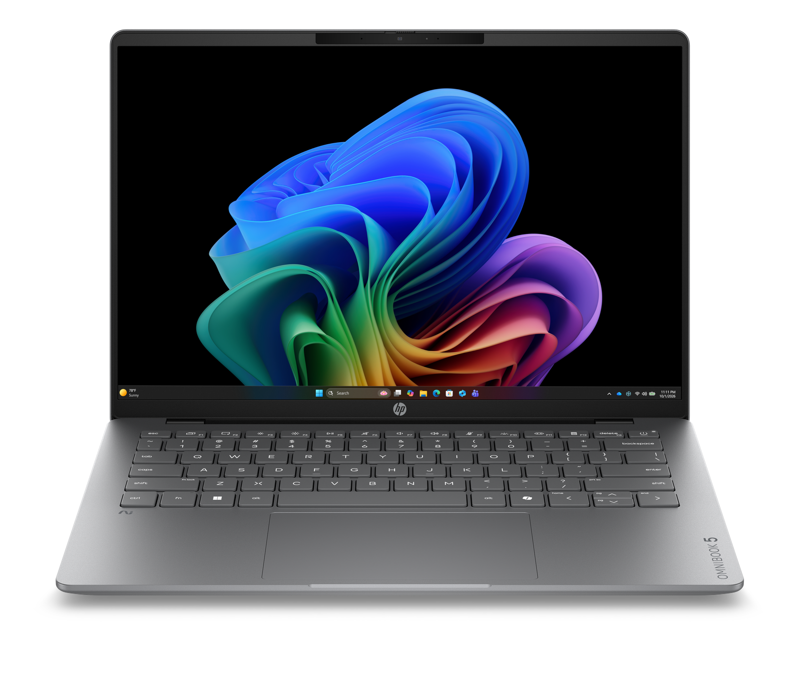 HP OmniBook 5 14 laptop in silver, front view