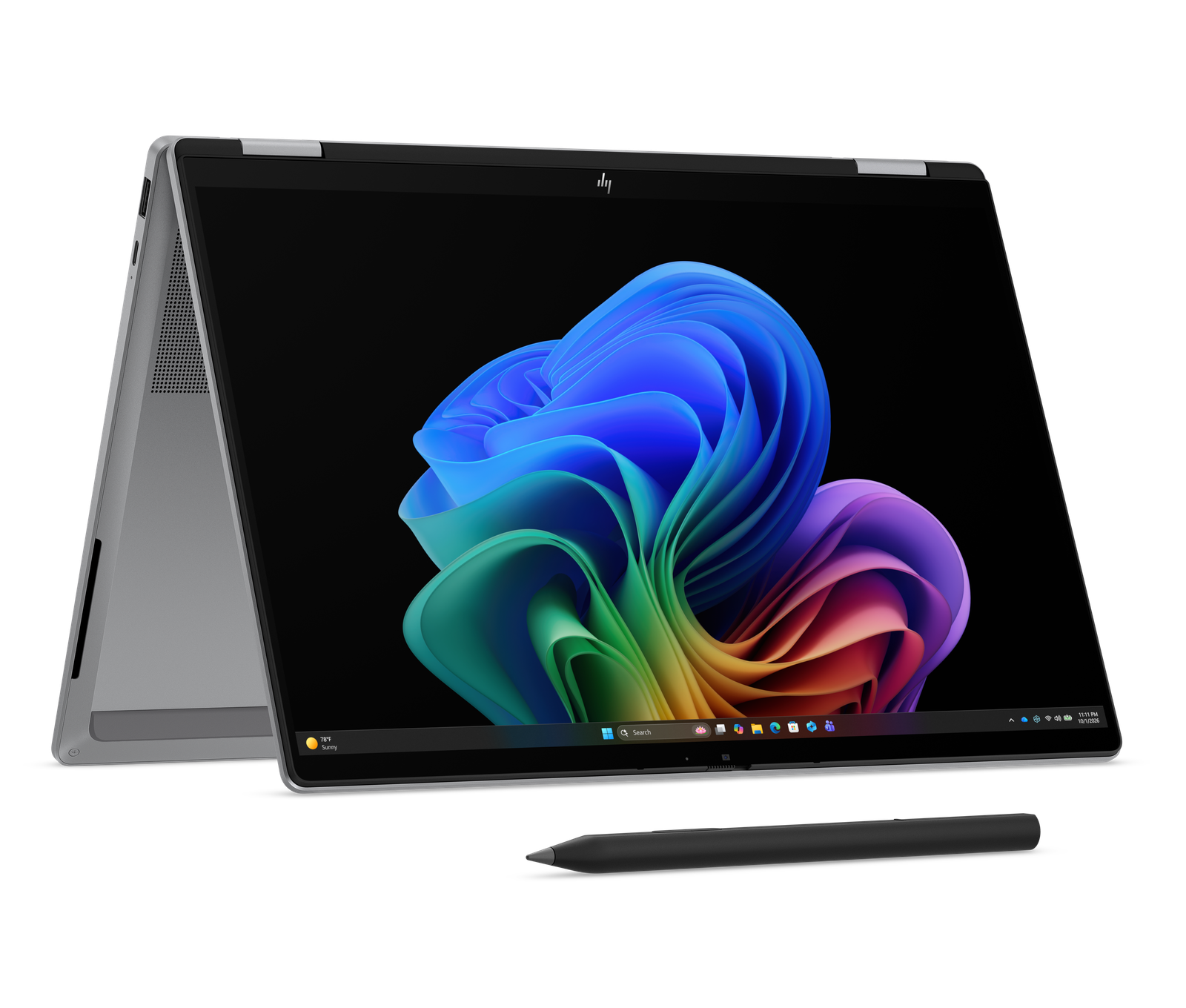 HP OmniBook X Flip convertible laptop in tent mode