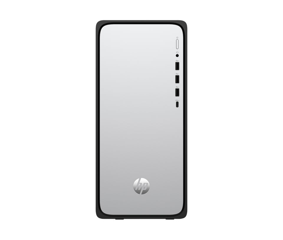 HP OmniDesk desktop tower viewed on a clean product background