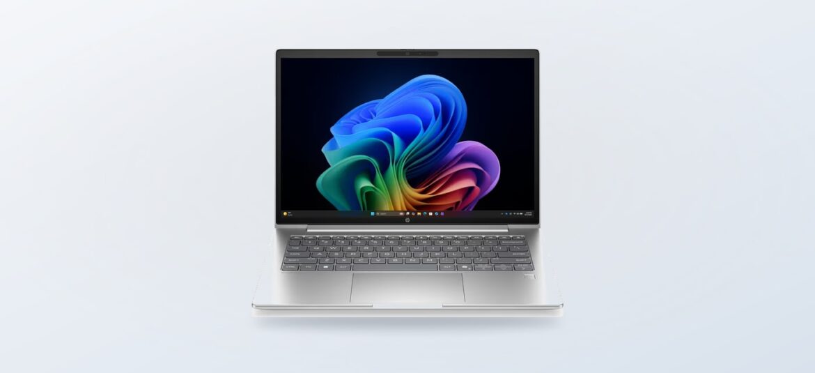 Silver HP ProBook 4 G2i 14-inch notebook viewed from the front