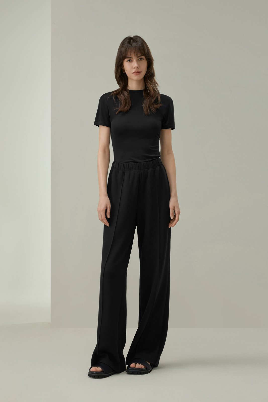 Weite schwarze SILKAIRY Lounge-Hose
