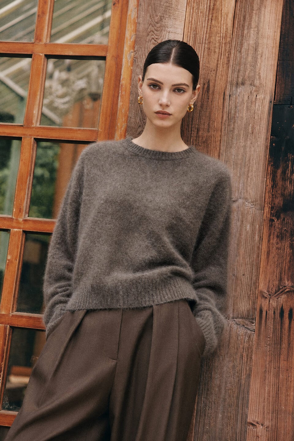 Lilysilk gebürsteter zweifarbiger Seamless-Kaschmirpullover