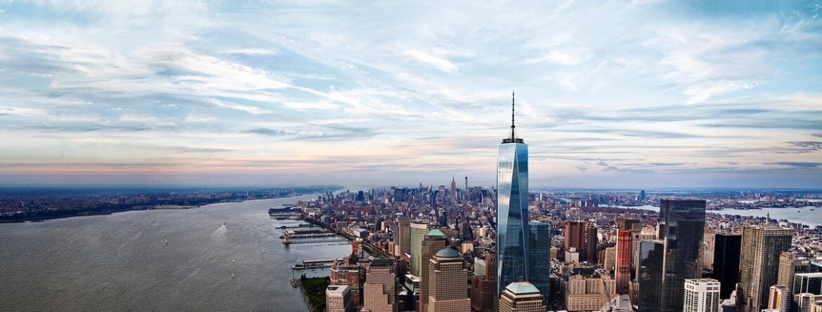 Aerial view of the Lower Manhattan skyline