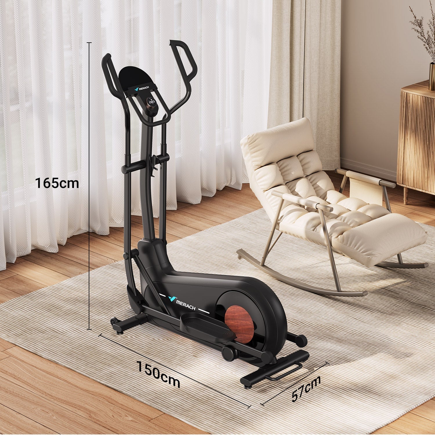 Merach E27 elliptical trainer in a home workout area
