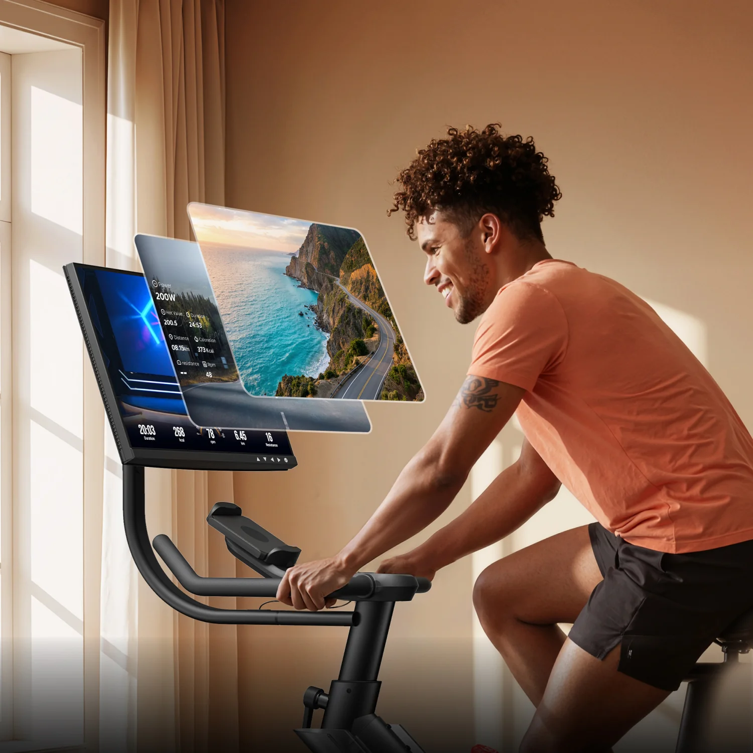 Merach exercise bike with rotating display