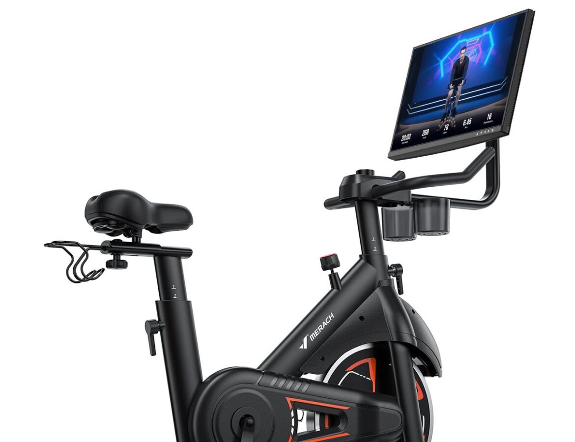 Merach indoor exercise bike with display