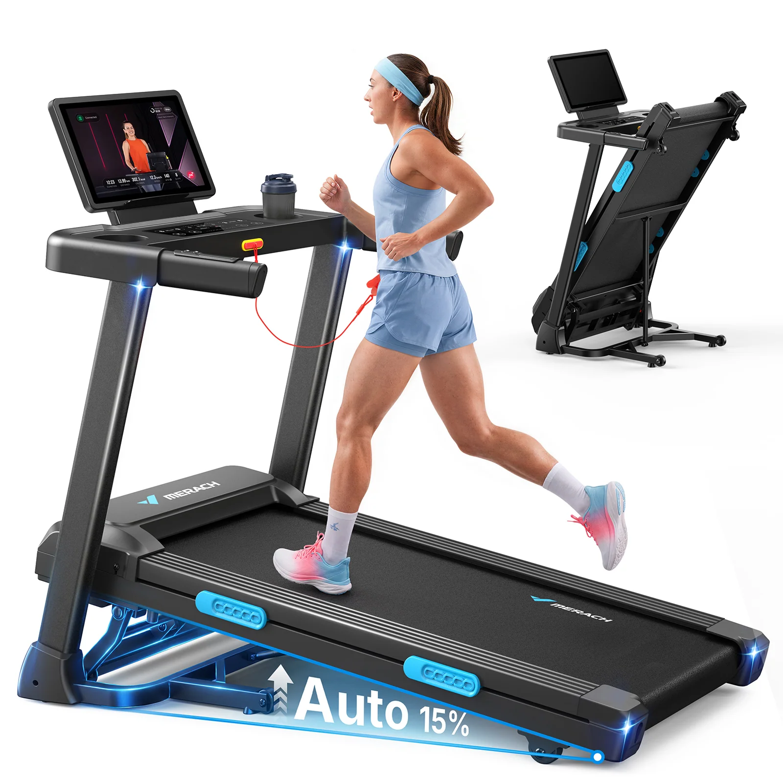 Merach T12B3 folding treadmill shown from the front