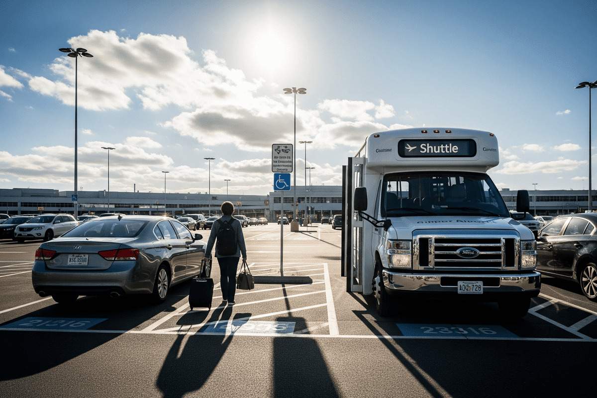 Car parked in an airport parking area