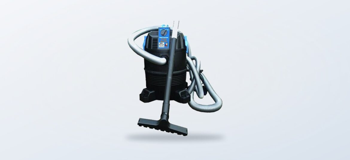 PondHero Sludge Muncher pond vacuum with its hose and cleaning nozzle