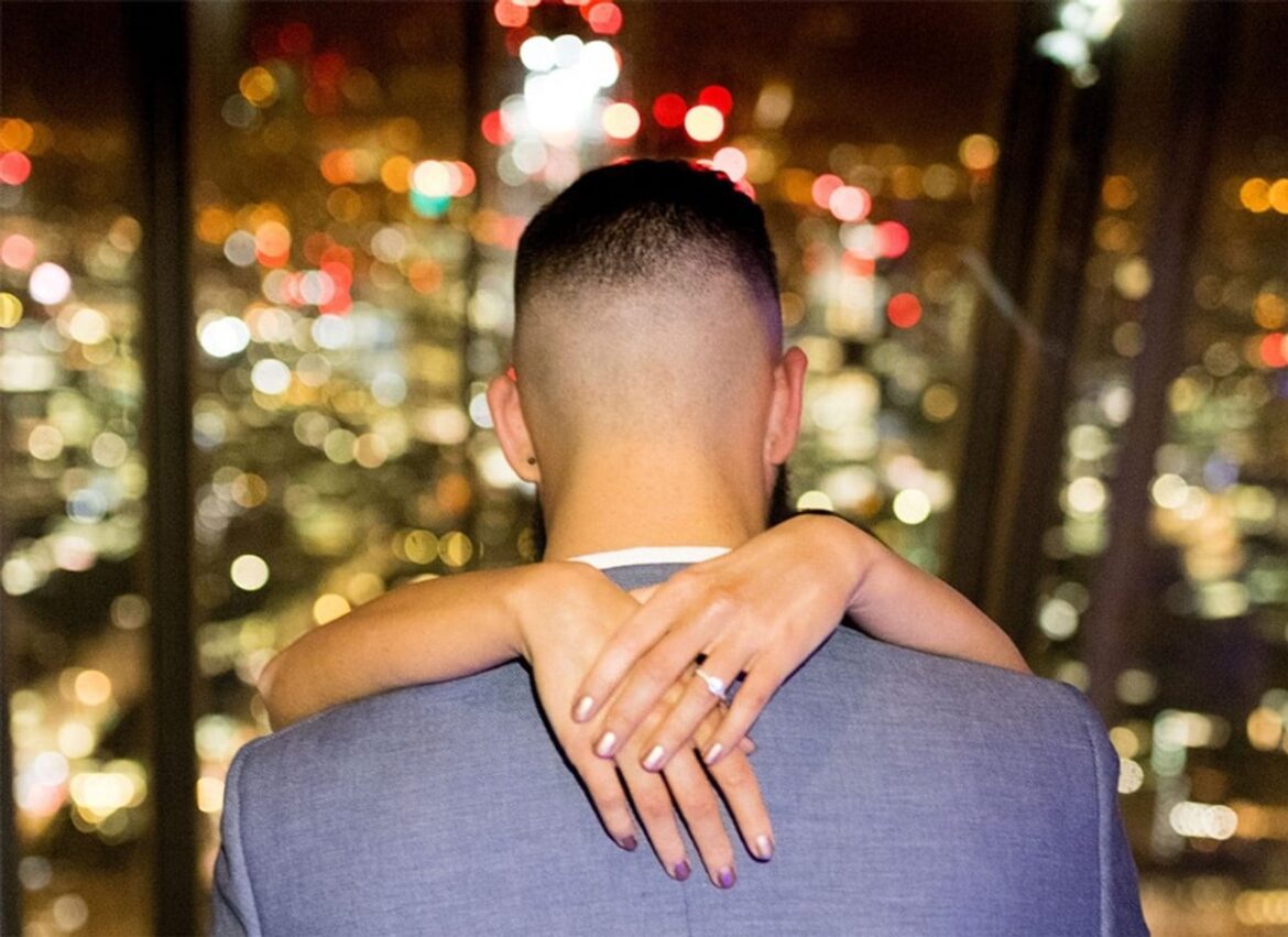 A proposal moment at The View from The Shard