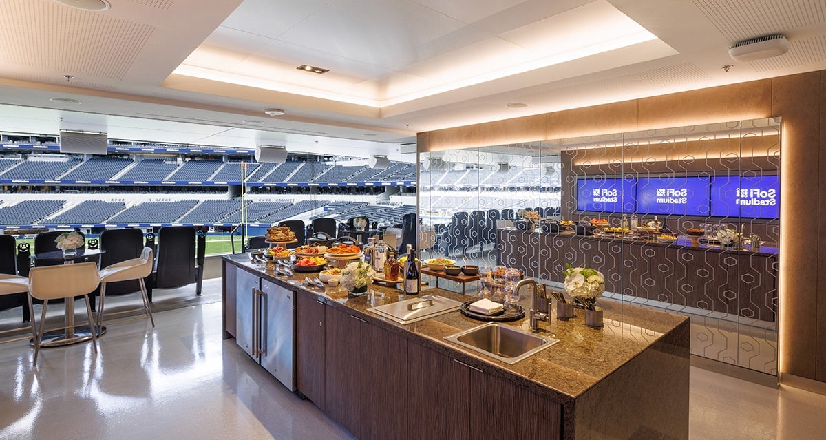Google Cloud suite interior at SoFi Stadium