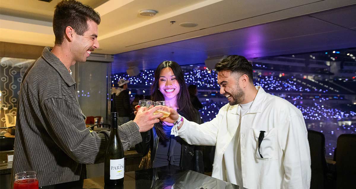 Guests in a SoFi Stadium terrace suite