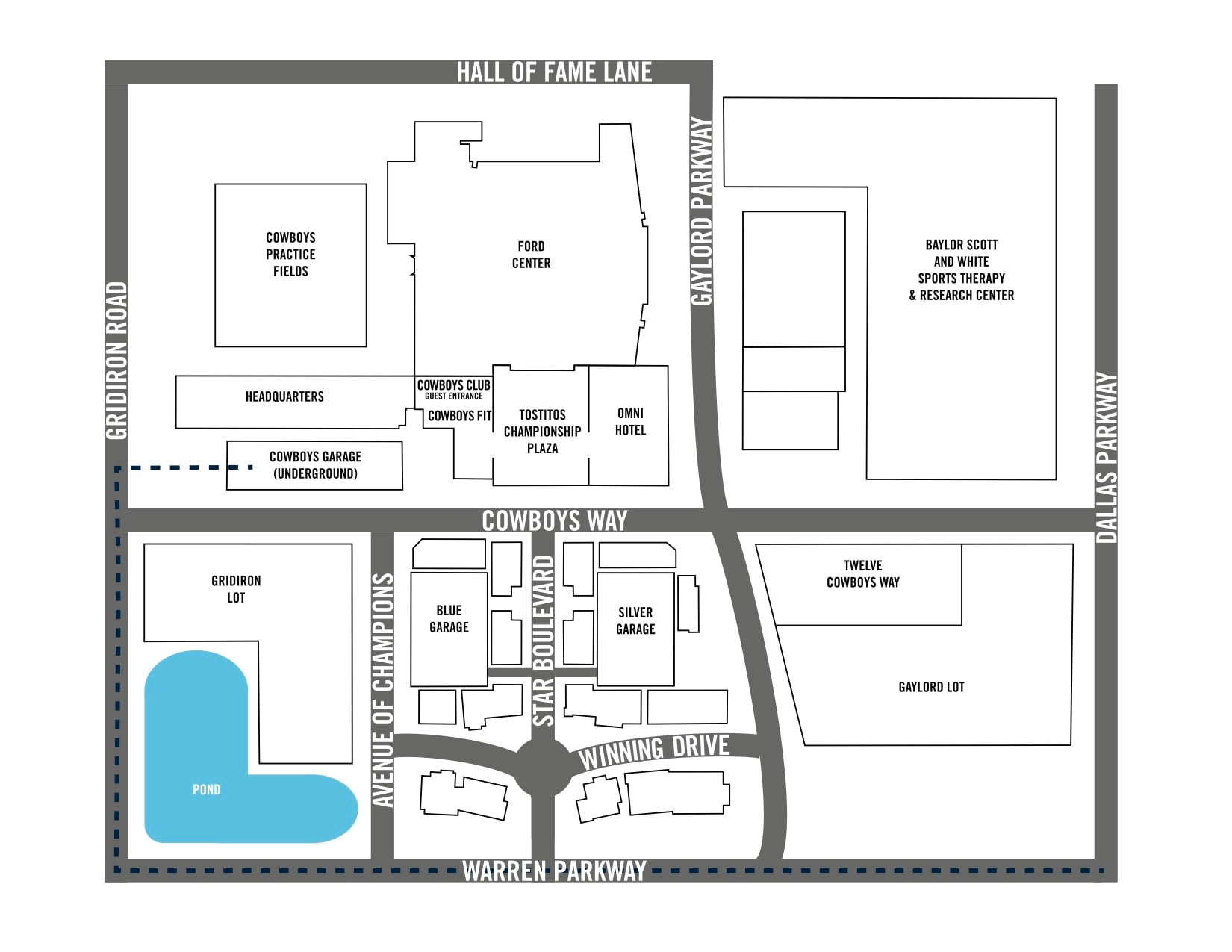 Illustrated map showing destinations across The Star campus