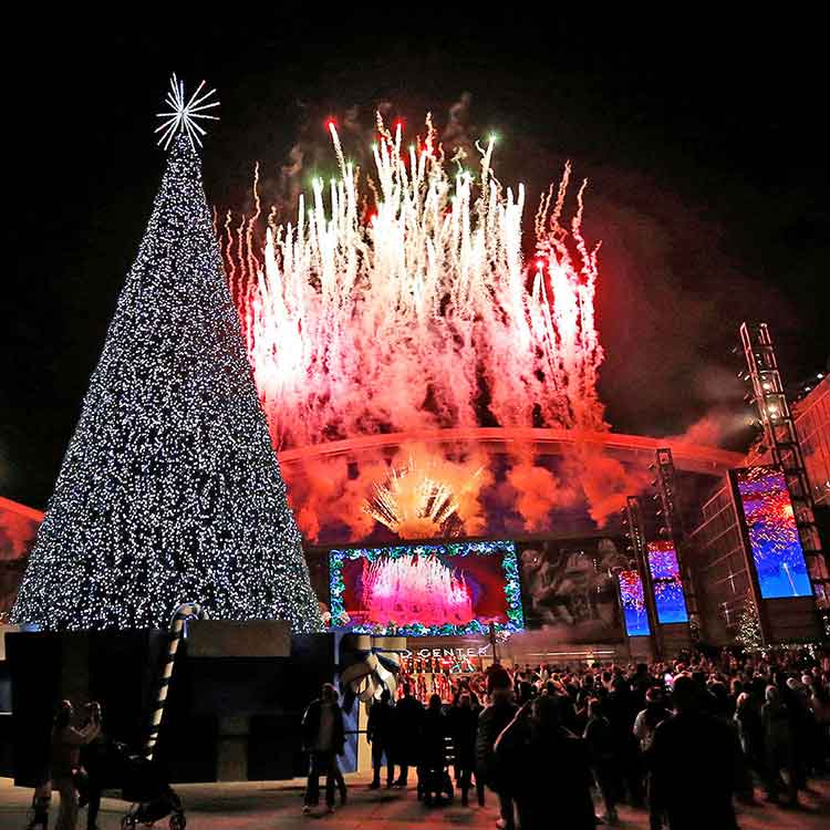 Seasonal lights and decorations at The Star in Frisco