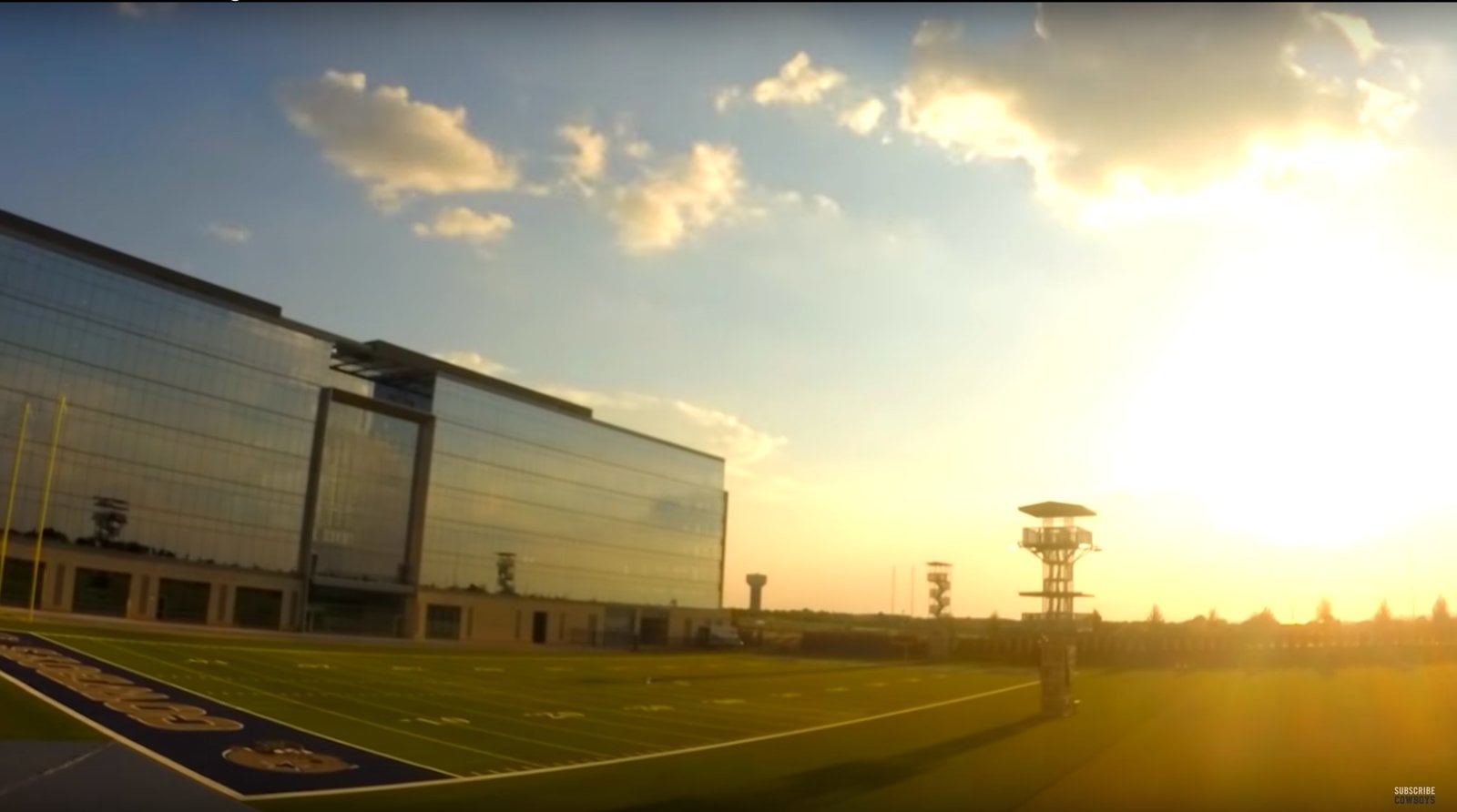 The Star stadium at sunset in Frisco