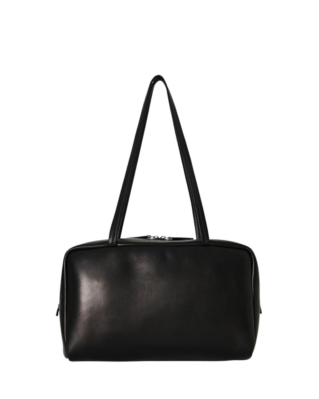 Black leather The Row Astra bowling bag