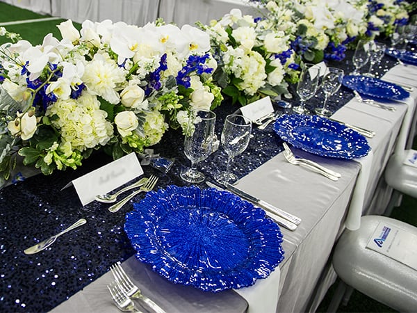 Rehearsal dinner event setup at The Star in Frisco