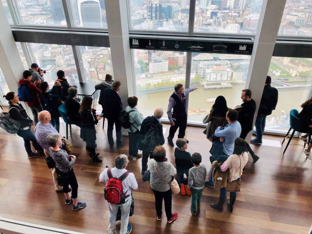 A group gathered for a shared visit at The View from The Shard