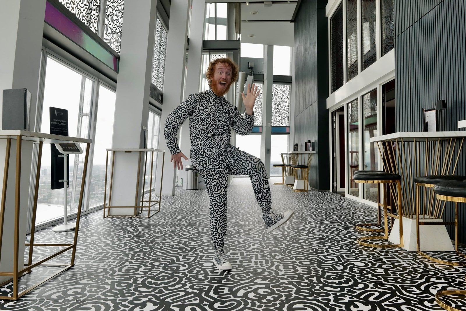 Mr Doodle in the patterned gallery at The View from The Shard