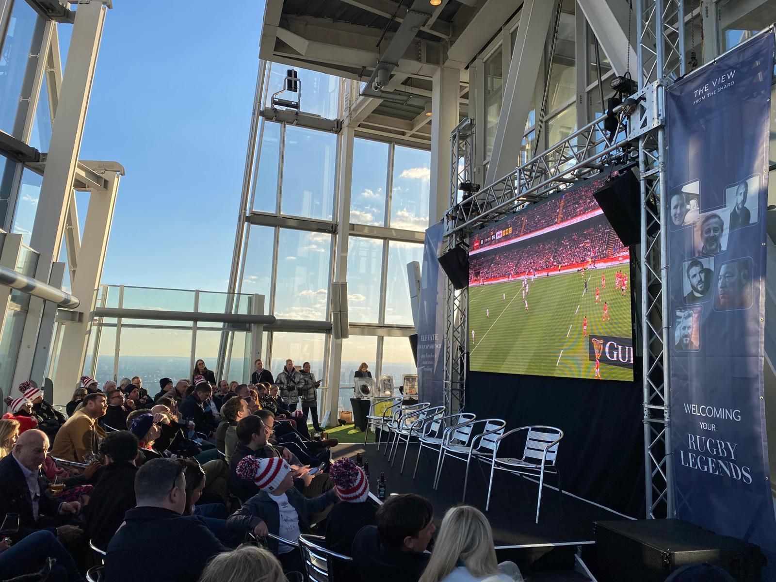 Guests watching a rugby screening at The View from The Shard