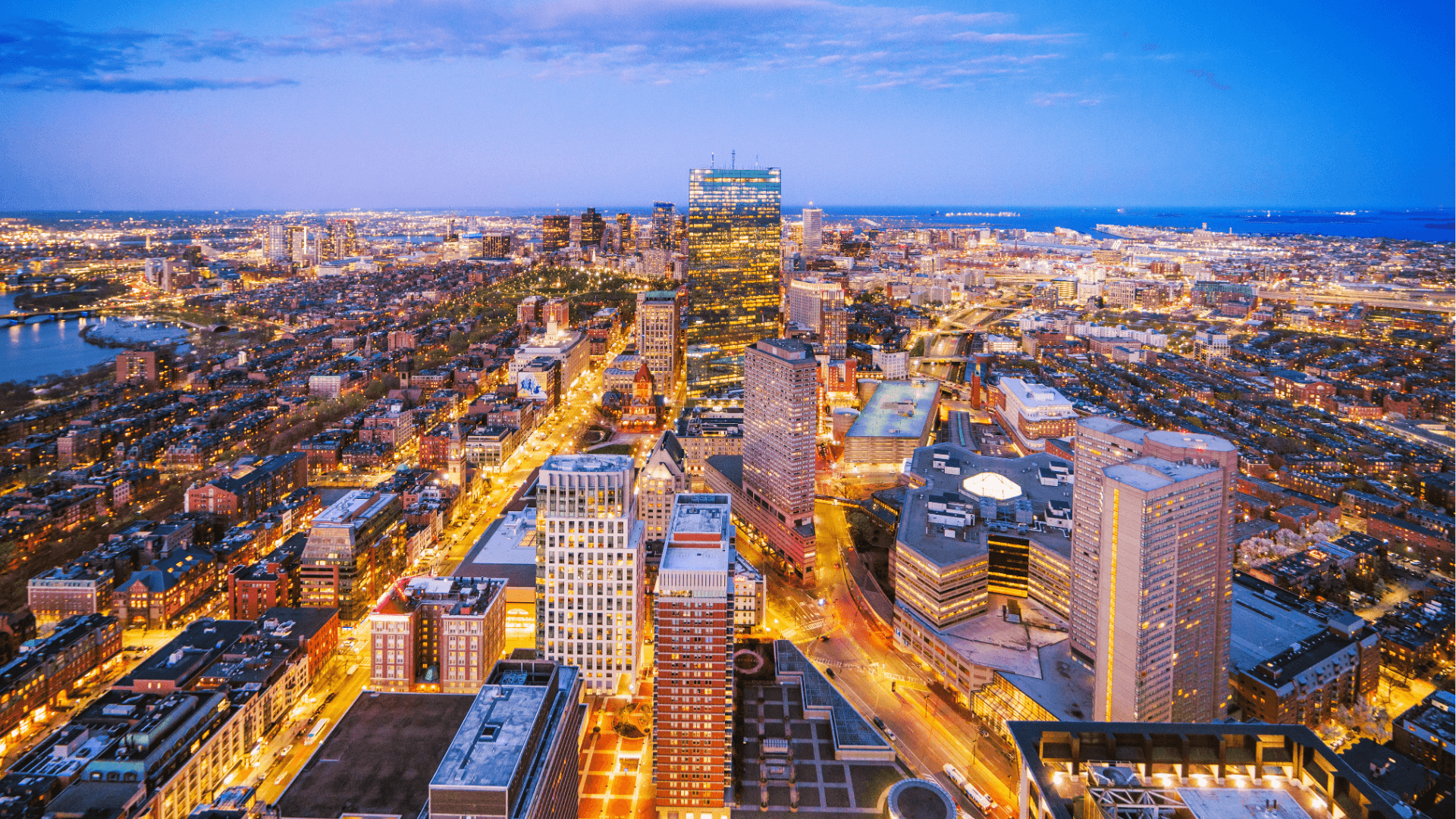 Boston cityscape seen from an elevated viewpoint