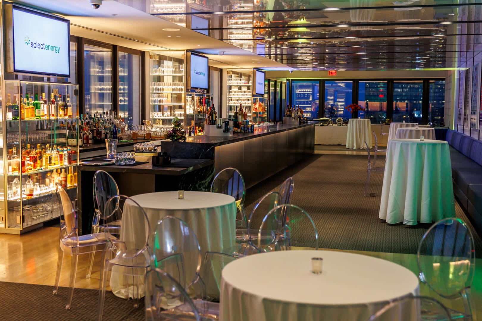 Bar event setup with tables at View Boston Observation Deck